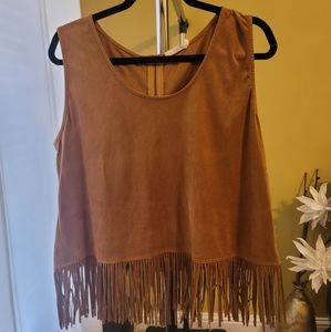 Izzy and Lola Suede Fringe Top Size L